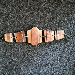 Craved Mother of Pearl Shell Panel Bracelet - 7" Long